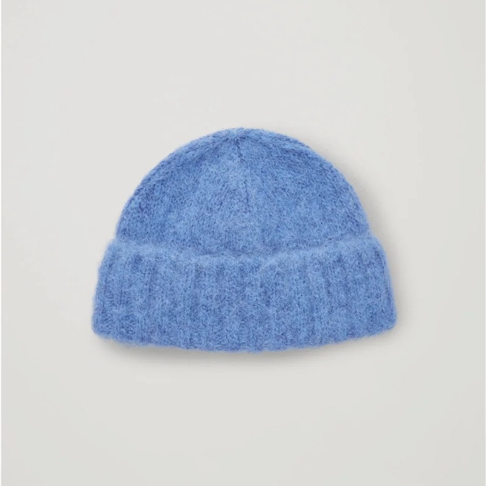 NWT Cos Alpaca Alpaca-Wool Mix Ribbed Beanie in Blue